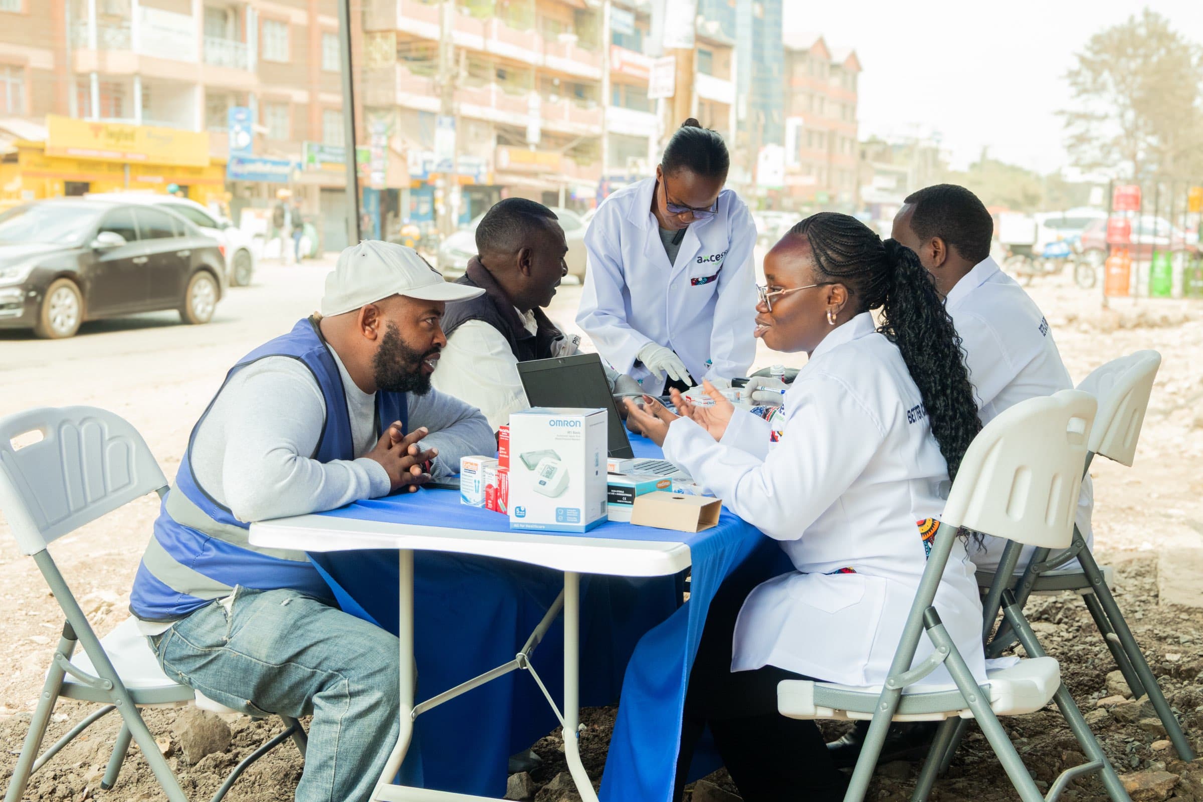 Axcess Pharmacy care team running a community health screening